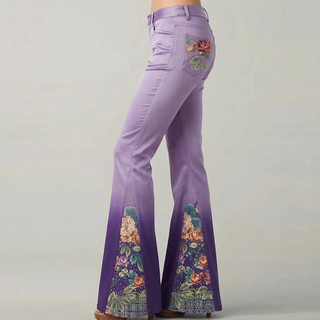 Damen Hose Mit Blumenmuster-Einsatz | Palazzo