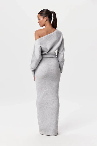 Alina | Damen Abend Strickkleid | Maxi
