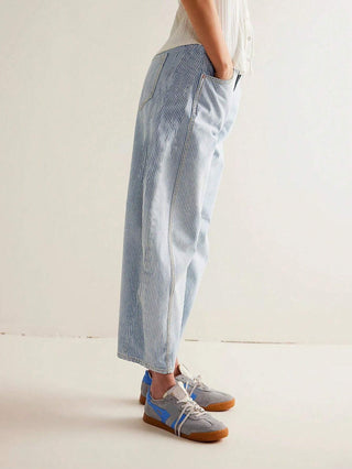 Damen Baggy Jeans Mit Doppelnaht & Gerade