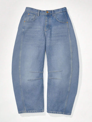 Damen Baggy Jeans Mit Doppelnaht & Gerade