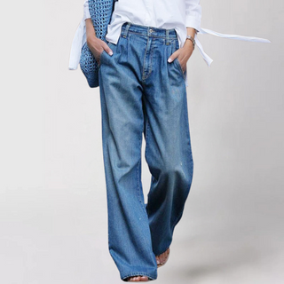 Damen Baggy Jeans Mit Faltenwurf & Taschen