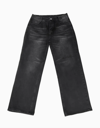 Damen Baggy Jeans Mit Verwaschen & Knopf