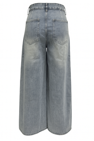 Damen Baggy Jeans mit Waschung & Taschen