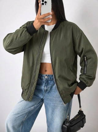 Damen Blousonjacke Mit Reißverschluss | Herbst