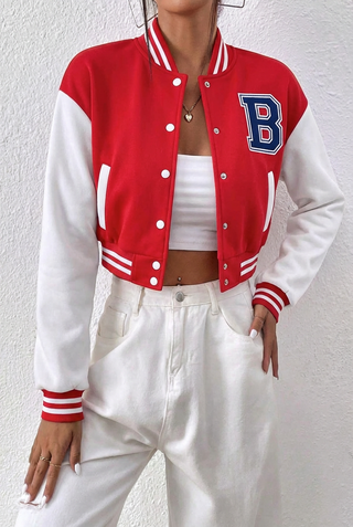 Damen College Jacke Mit Brustbuchstabe | Übergang