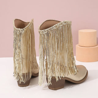 Damen Cowboy Stiefel Mit Fransen | Plateau