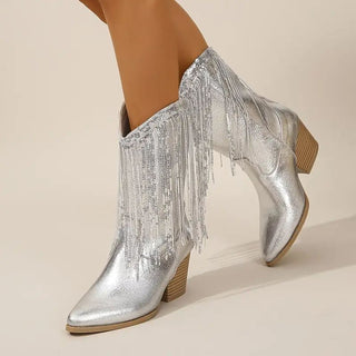 Damen Cowboy Stiefel Mit Fransen | Plateau