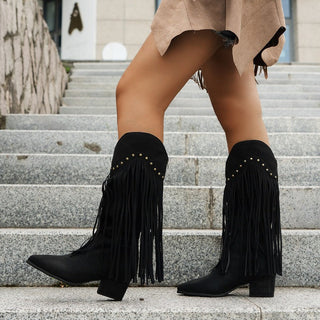 Damen Cowboy Stiefel Mit Langen Fransen | Modern