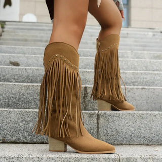 Damen Cowboy Stiefel Mit Langen Fransen | Modern