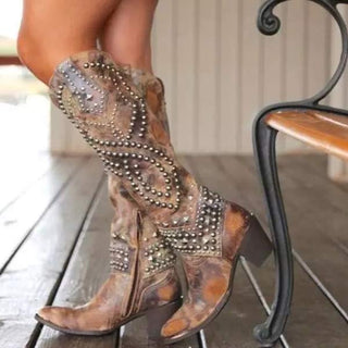Damen Cowboy Stiefel Mit Nieten | Modern