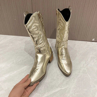 Damen Cowboy Stiefel Mit Steppmuster | Modern