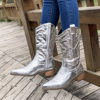 Damen Cowboy Stiefel Mit Steppmuster | Modern