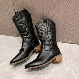 Damen Cowboy Stiefel Mit Steppmuster | Modern