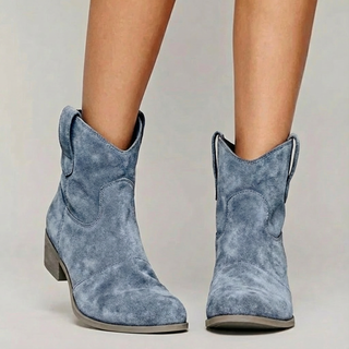 Damen Cowboy Stiefeletten Mit Wildleder & Blockabsatz