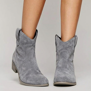 Damen Cowboy Stiefeletten Mit Wildleder & Blockabsatz