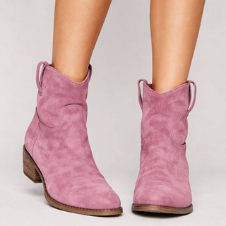 Damen Cowboy Stiefeletten Mit Wildleder & Blockabsatz