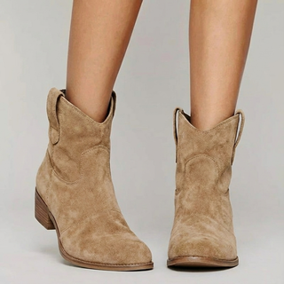 Damen Cowboy Stiefeletten Mit Wildleder & Blockabsatz