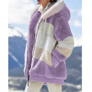 Damen Fleecejacke Mit Blockstreifen | Lang