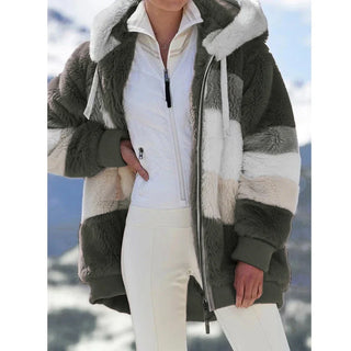 Damen Fleecejacke Mit Blockstreifen | Lang