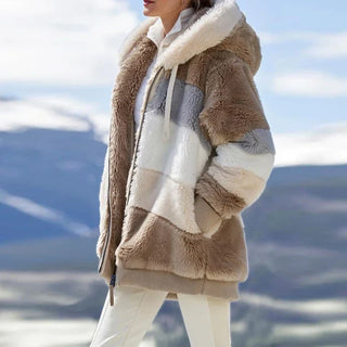 Damen Fleecejacke Mit Blockstreifen | Lang