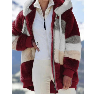 Damen Fleecejacke Mit Blockstreifen | Lang