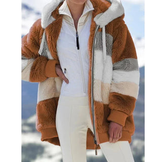 Damen Fleecejacke Mit Blockstreifen | Lang