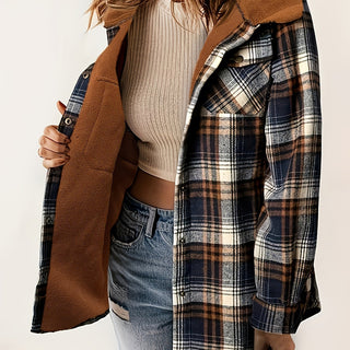 Damen Fleecejacke Mit Karomuster | Herbst