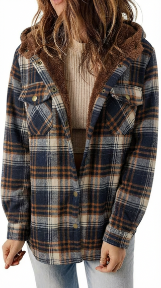 Damen Fleecejacke Mit Karomuster | Teddy