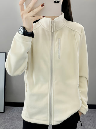 Damen Fleecejacke Mit Stehkragen | Herbst
