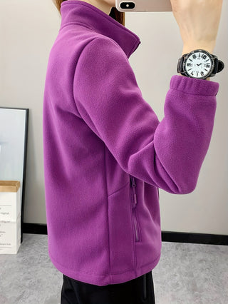 Damen Fleecejacke Mit Stehkragen | Herbst