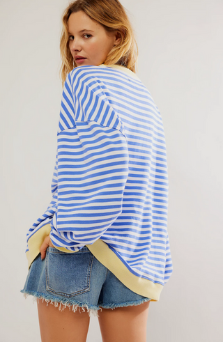 Damen Gestreifter Oversize Pullover Mit Rundhals