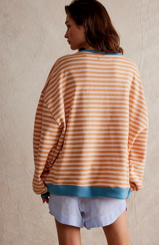 Damen Gestreifter Oversize Pullover Mit Rundhals