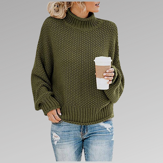 Damen Grobstrickpullover Mit Stehkragen & Oversize
