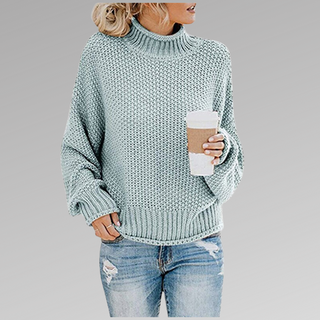 Damen Grobstrickpullover Mit Stehkragen & Oversize