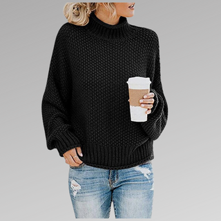 Damen Grobstrickpullover Mit Stehkragen & Oversize