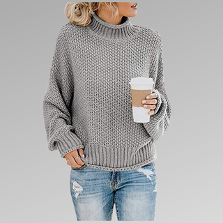 Damen Grobstrickpullover Mit Stehkragen & Oversize
