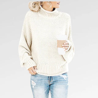 Damen Grobstrickpullover Mit Stehkragen & Oversize