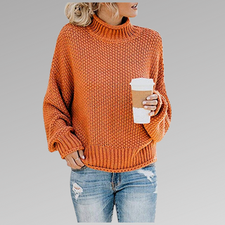 Damen Grobstrickpullover Mit Stehkragen & Oversize