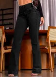 Damen High Waist Jeans Mit Schlag & Knopf