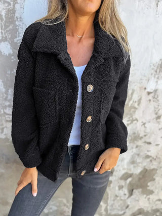Damen Teddy Jacke Mit Brusttaschen | Warme
