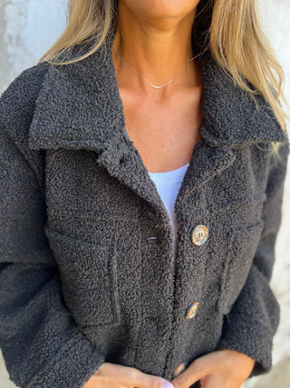 Damen Teddy Jacke Mit Brusttaschen | Warme