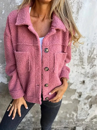Damen Teddy Jacke Mit Brusttaschen | Warme