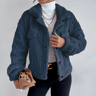 Damen Teddy Jacke Mit Knopfleiste | Warme