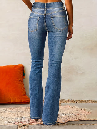 Damen Jeans Mit Hohem Bund & Ausgestelltem Bein