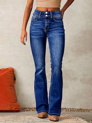 Damen Jeans Mit Hohem Bund & Ausgestelltem Bein