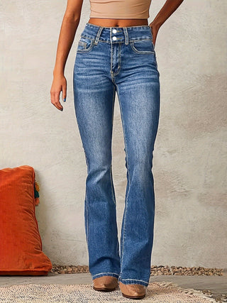 Damen Jeans Mit Hohem Bund & Ausgestelltem Bein