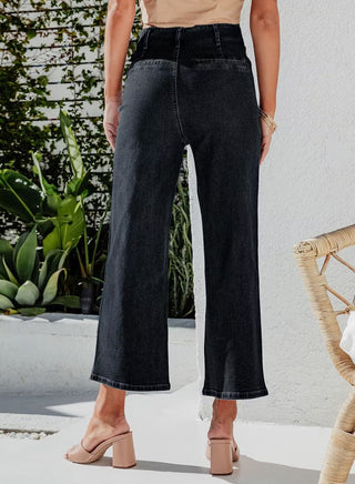 Damen Jeans Mit Weitem Schnitt & Knopfleiste