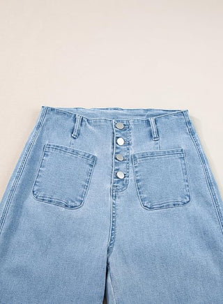 Damen Jeans Mit Weitem Schnitt & Knopfleiste