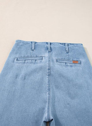 Damen Jeans Mit Weitem Schnitt & Knopfleiste