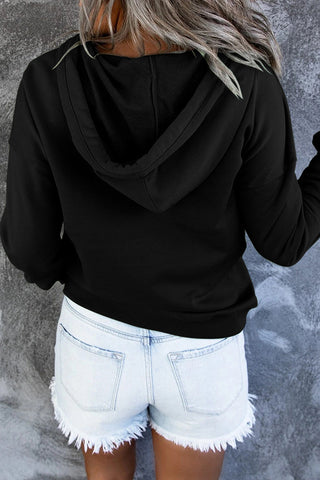 Damen Kapuzenpullover Mit Knopfleiste & Tasche